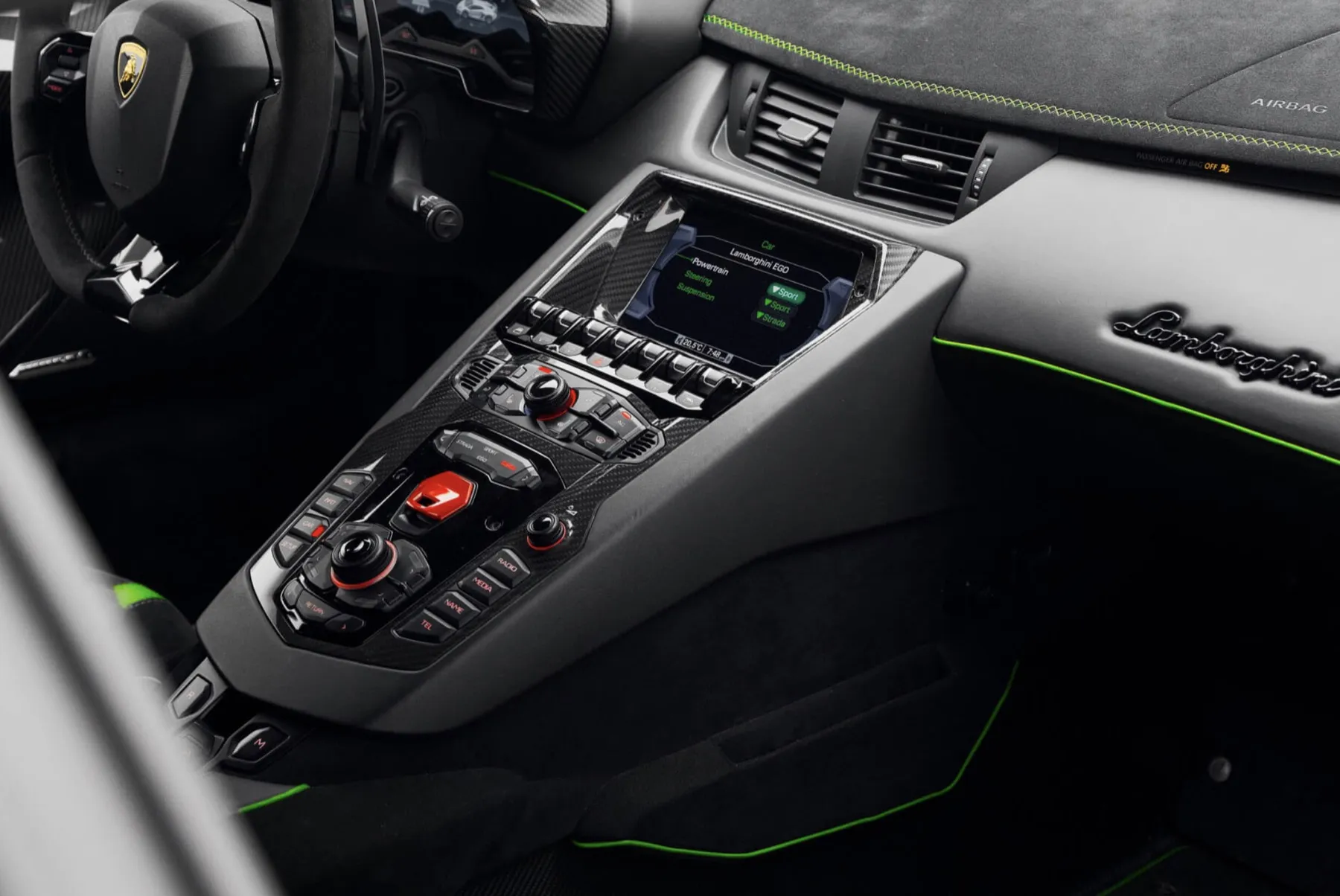 Lamborghini Aventador SVJ steering wheel detail