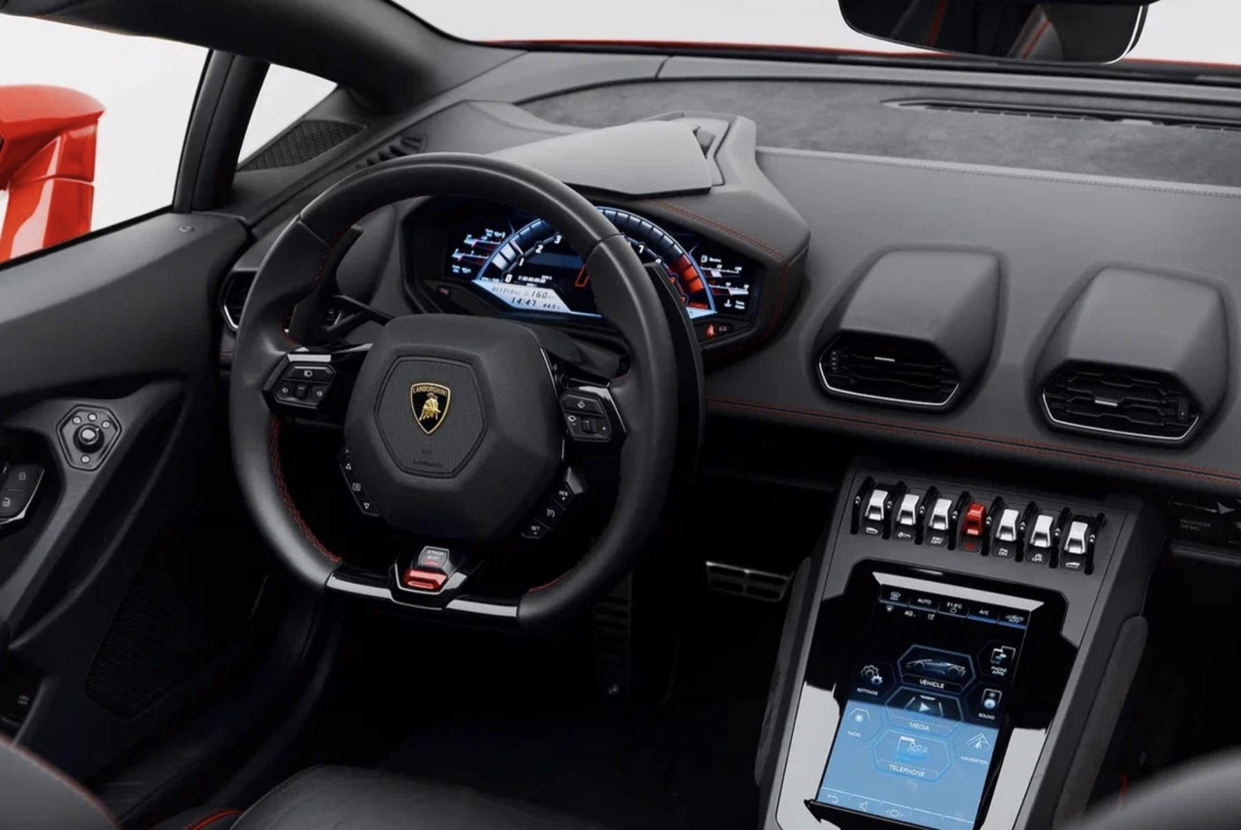 Lamborghini Huracan EVO Spyder Red кокпит details